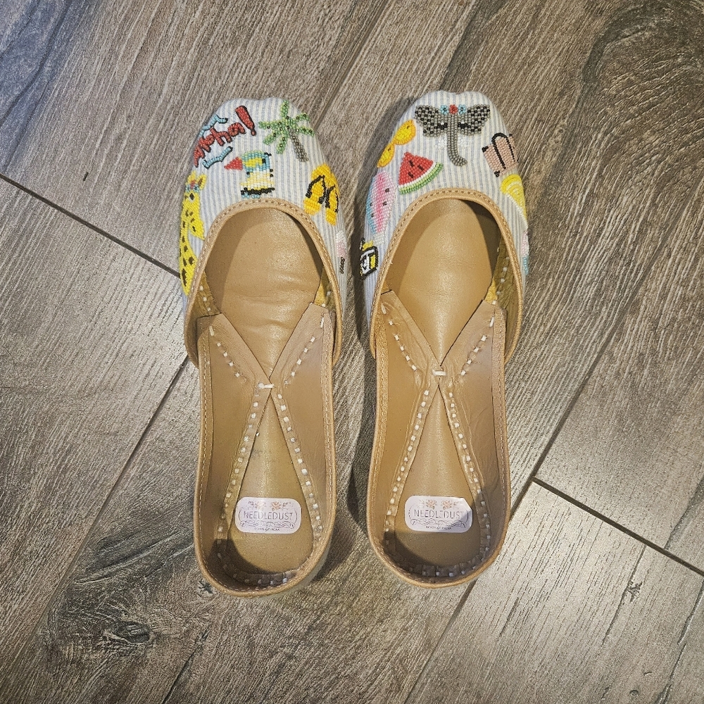 Needledust Embroidered Jhuttis/Indian Shoes